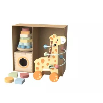 Tooy Toys: 3 az 1-ben doboz fából - Zsiráf