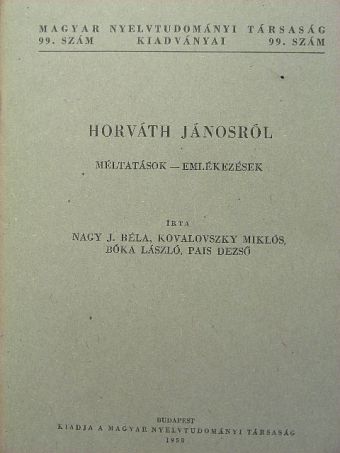 Bóka László - Horváth Jánosról [antikvár]