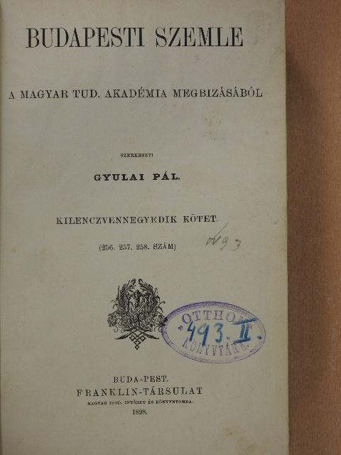 Éber László - Budapesti Szemle 94. kötet 256-258. szám [antikvár]