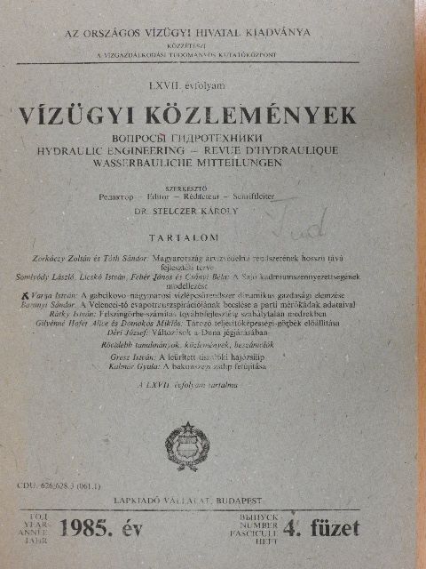Déri József - Vízügyi Közlemények 1985/4. [antikvár]