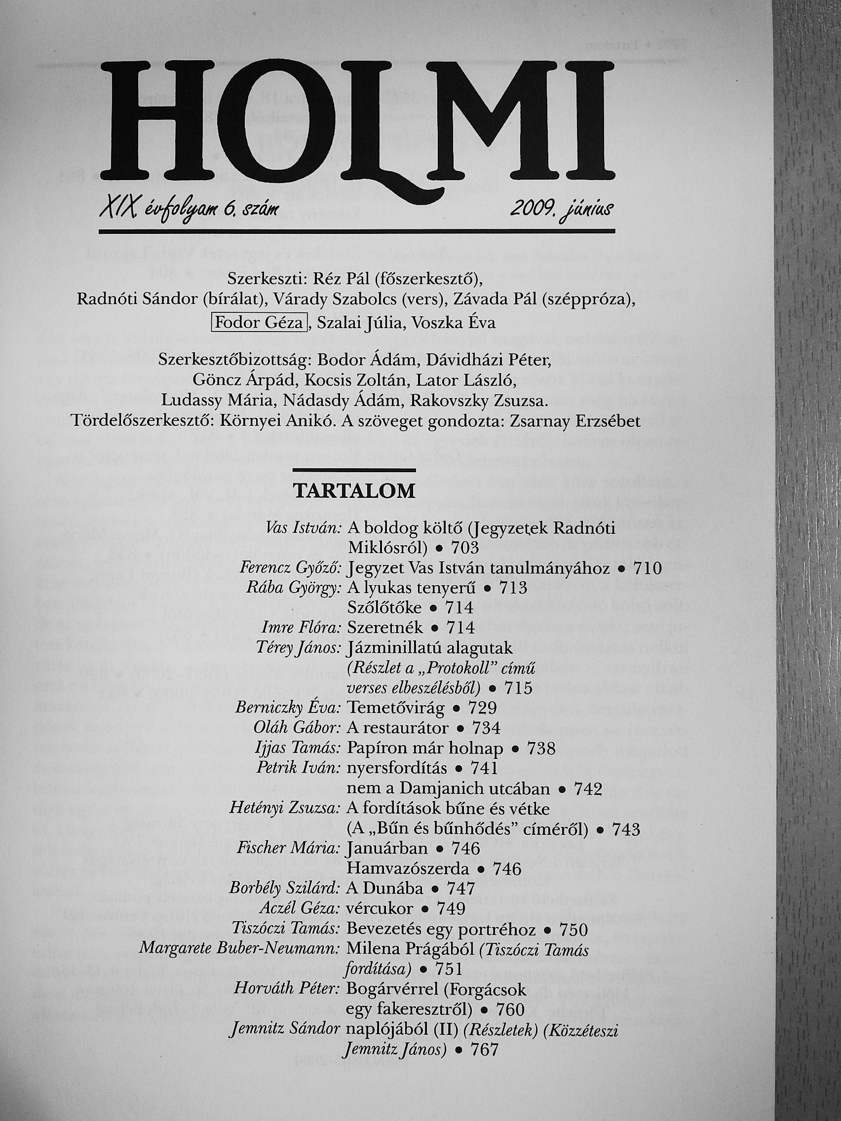 Aczél Géza - Holmi 2009. június [antikvár]