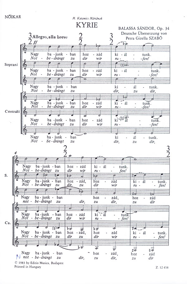Balassa Sándor - KYRIE NŐIKARRA OP.34 (NÉMET SZÖVEG:SZABÓ PATRICIA GIZELLA)