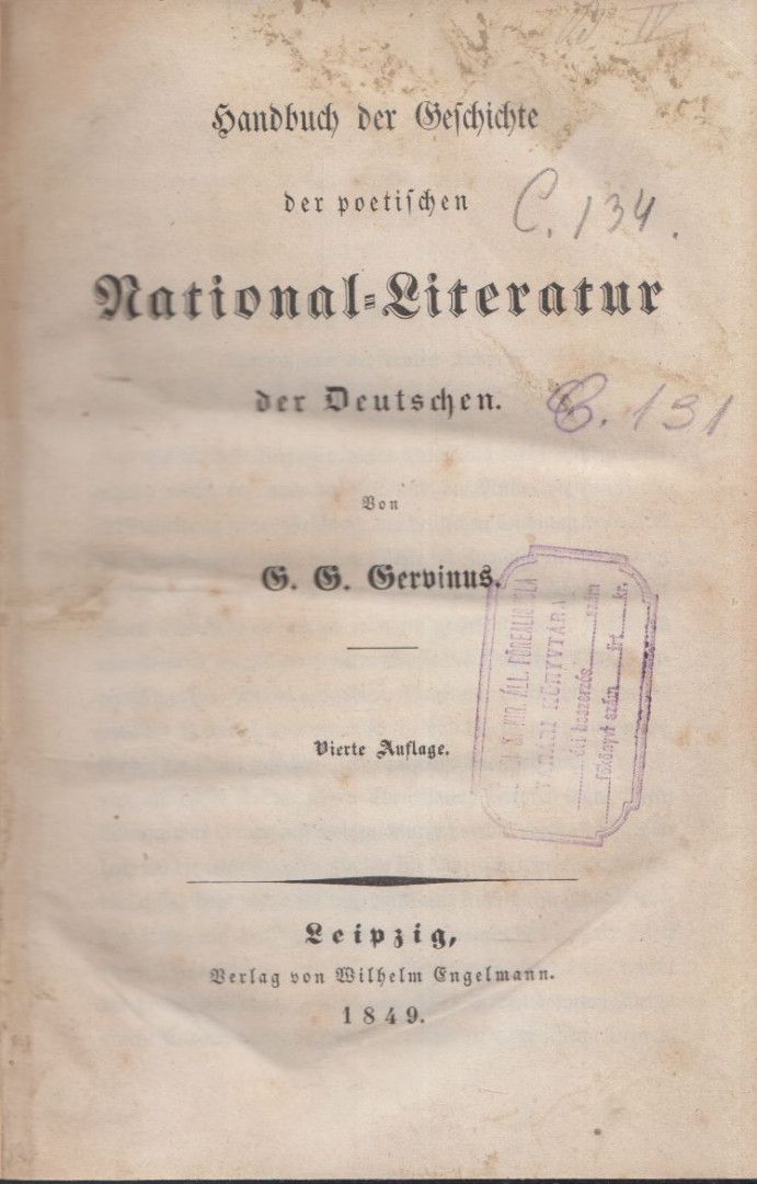 Georg Gottfried Gervinus - Handbuch der Geschichte der poetischen National-Literatur der Deutschen [antikvár]