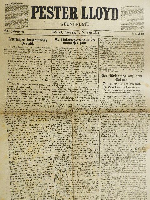 Pester Lloyd 7. Dezember 1915. (gótbetűs) [antikvár]