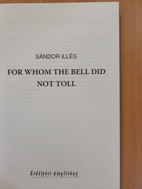 Illés Sándor - For whom the bell did not toll [antikvár]