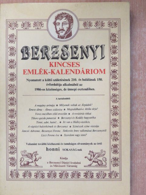 Ágh István - Berzsenyi Kincses emlék-kalendáriom 1986 (dedikált példány) [antikvár]