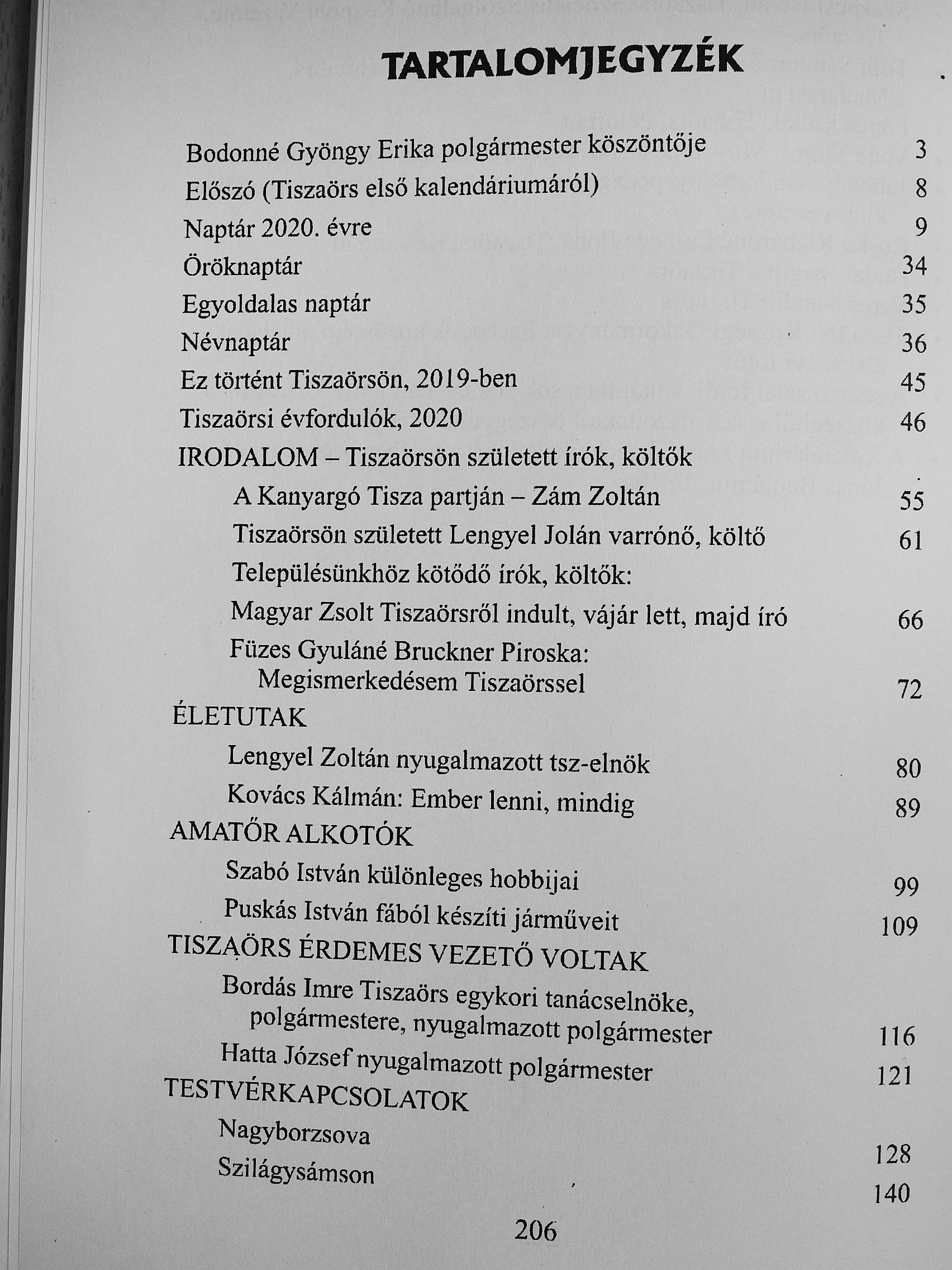 Hajnal Imre - Tiszaörsi kalendárium 2020 (dedikált példány) [antikvár]