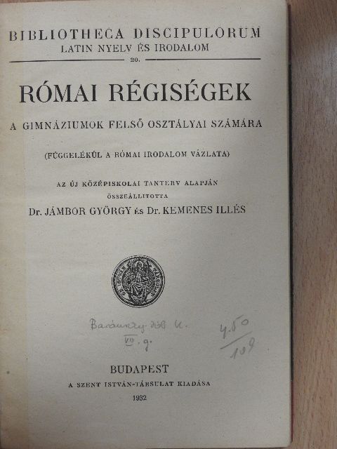 Dr. Jámbor György - Római régiségek [antikvár]