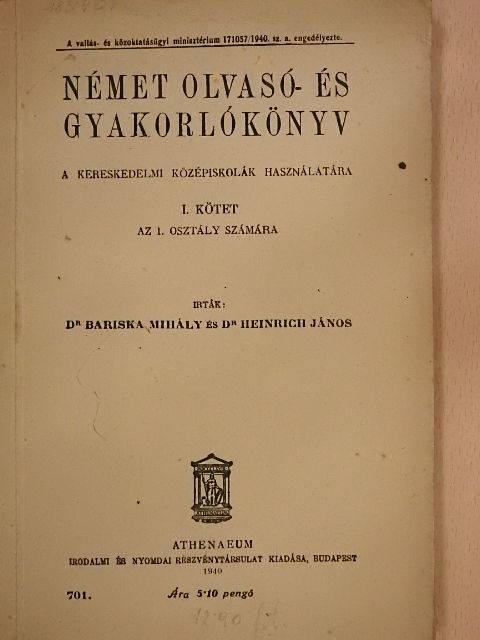 Dr. Bariska Mihály - Német olvasó- és gyakorlókönyv I. [antikvár]