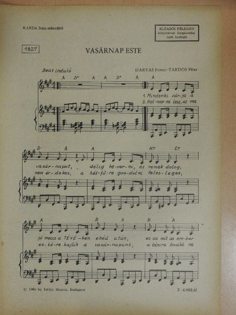 Darvas Ferenc - Vasárnap este [antikvár]