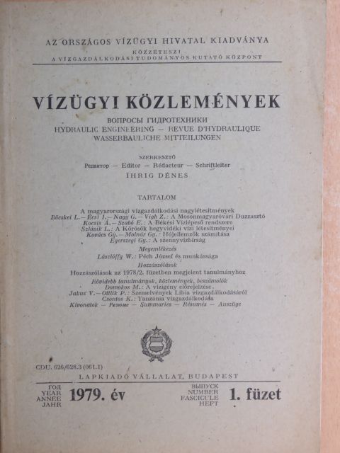 Böcskei László - Vízügyi Közlemények 1979/1. [antikvár]