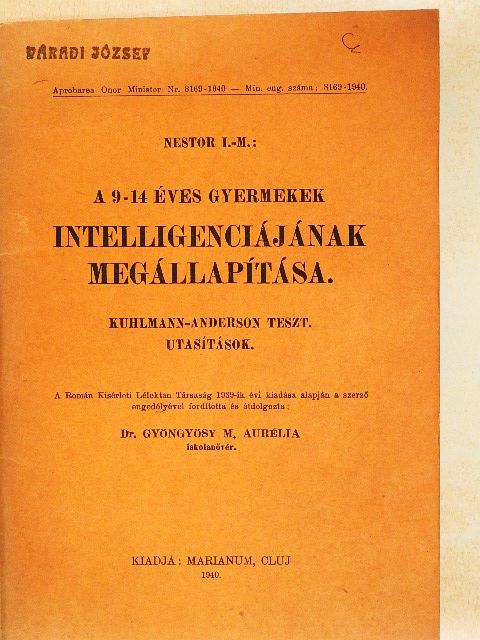 Nestor I.-M. - A 9-14 éves gyermekek intelligenciájának megállapítása [antikvár]