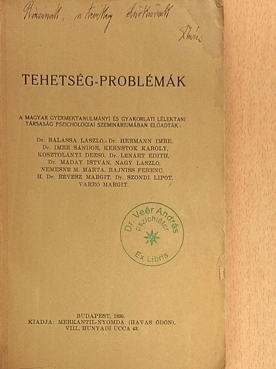 Dr. Balassa László - Tehetség-problémák [antikvár]