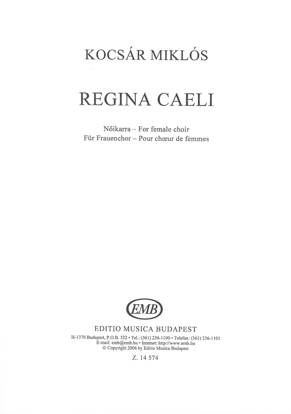 KOCSÁR  MIKLÓS - REGINA CAELI NŐIKARRA