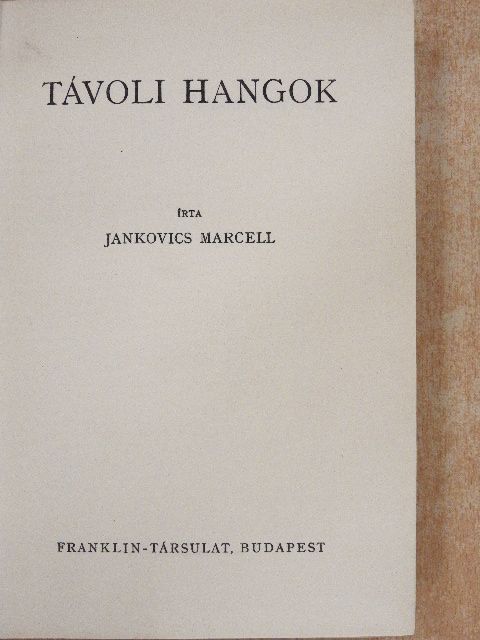 Jankovics Marcell - Távoli hangok [antikvár]