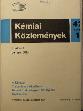 Asztalos Gábor - Kémiai Közlemények 1974/1-4. [antikvár]
