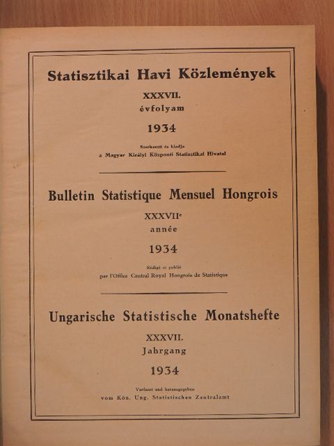 Statisztikai Havi Közlemények 1934. január-december [antikvár]