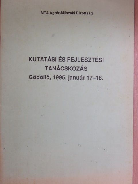 Dr. Birkás Márta - Kutatási és fejlesztési tanácskozás [antikvár]