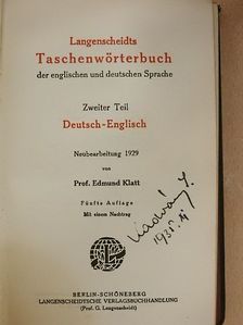 Prof. Edmund Klatt - Langenscheidts Taschenwörterbuch der englischen und deutschen Sprache II. [antikvár]