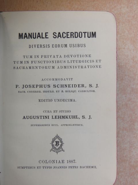 Augustini Lehmkuhl - Manuale Sacerdotum I-II. [antikvár]
