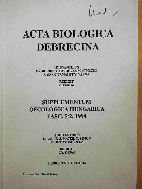 Dési I. - Acta Biologica Debrecina - Supplementum Oecologica Hungarica Fasc. 5/2, 1994 (töredék) [antikvár]