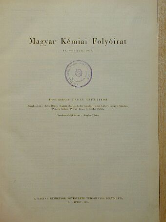 Almássy Gyula - Magyar Kémiai Folyóirat 1954. január-december [antikvár]