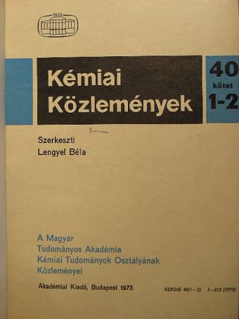 Bán Miklós - Kémiai Közlemények 1973/1-4. [antikvár]