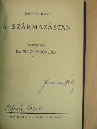 Kurt Lampert - A származástan [antikvár]