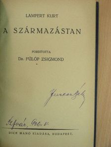 Kurt Lampert - A származástan [antikvár]