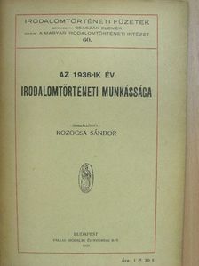 Az 1936-ik év irodalomtörténeti munkássága [antikvár]