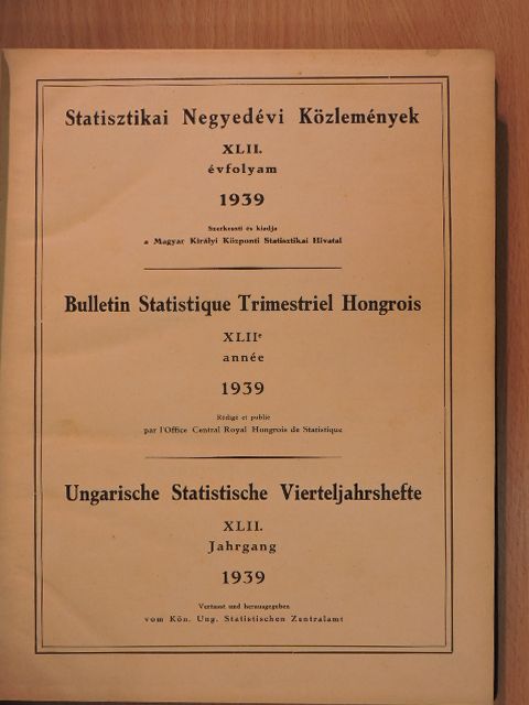 Statisztikai Negyedévi Közlemények 1939/1-4. [antikvár]