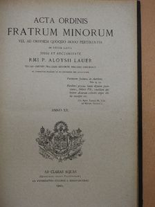 Acta Ordinis Fratrum Minorum Ianuarii-Decembris 1901 [antikvár]