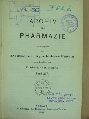O. Schumm - Archiv der Pharmazie 1909 [antikvár]