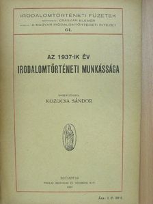 Az 1937-ik év irodalomtörténeti munkássága [antikvár]
