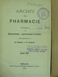 Dr. Hugo Erdmann - Archiv der Pharmacie 1894 [antikvár]