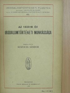 Az 1938-ik év irodalomtörténeti munkássága [antikvár]
