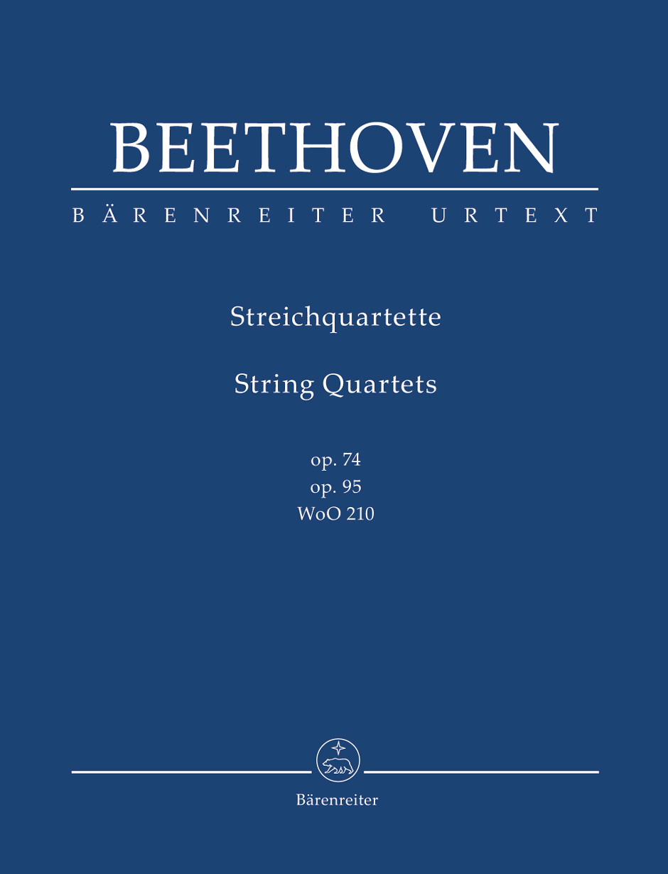 BEETHOVEN - STREICHQUARTETTE OP.74, OP.95 TASCHENPARTITUR URTEXT (JONATHAN DEL MAR)