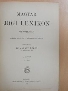 Magyar jogi lexikon I. (töredék) [antikvár]