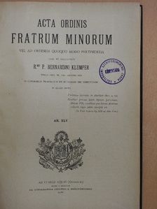 Acta Ordinis Fratrum Minorum Ianuarii-Decembris 1926 [antikvár]