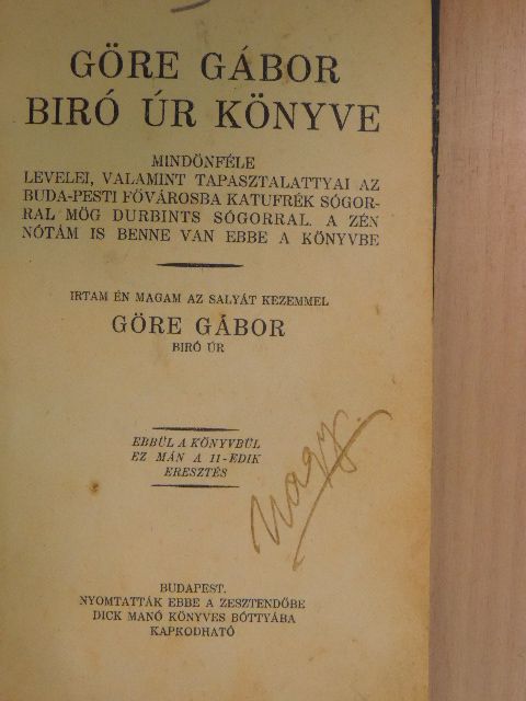 Gárdonyi Géza - Göre Gábor biró úr könyve [antikvár]