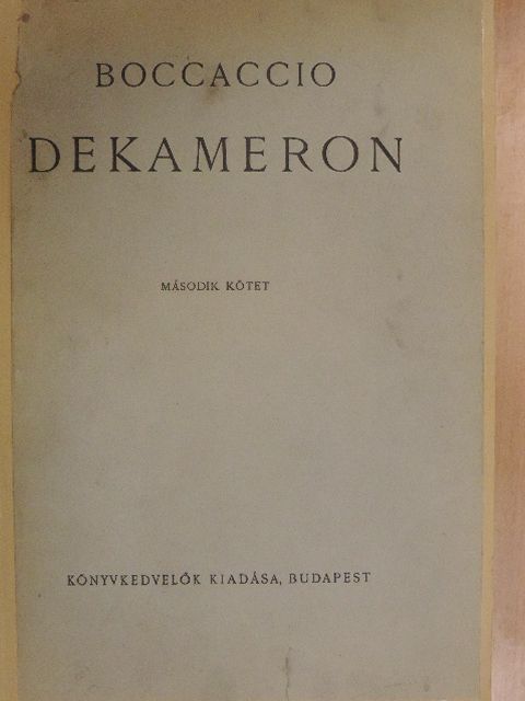 Giovanni Boccaccio - Dekameron II. (töredék) [antikvár]