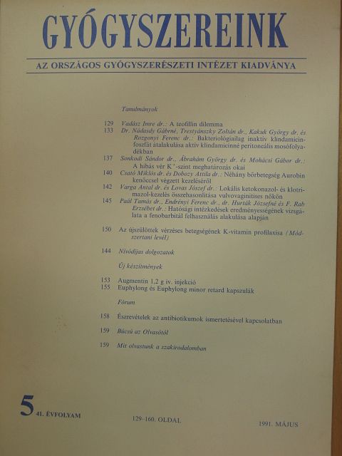 Dr. Ábrahám György - Gyógyszereink 1991. május [antikvár]
