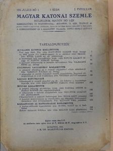Bartha Andor - Magyar Katonai Szemle 1931. Julius 1. [antikvár]