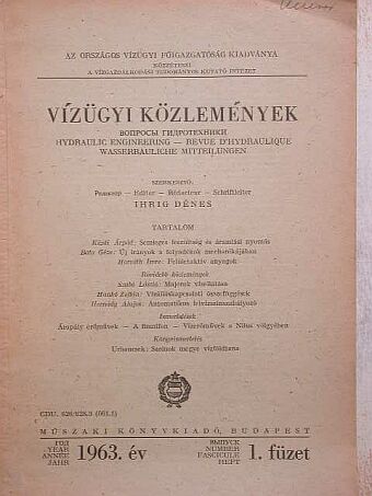 Bata Géza - Vízügyi Közlemények 1963/1. [antikvár]