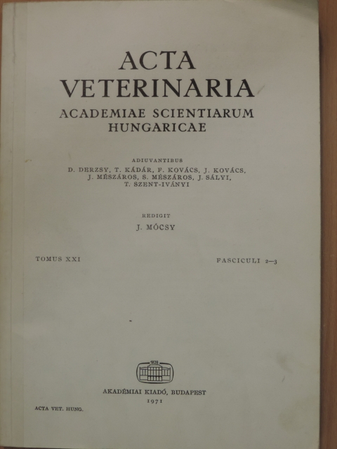 Cseh S. - Acta Veterinaria Tomus XXI, Fasciculi 2-3 [antikvár]