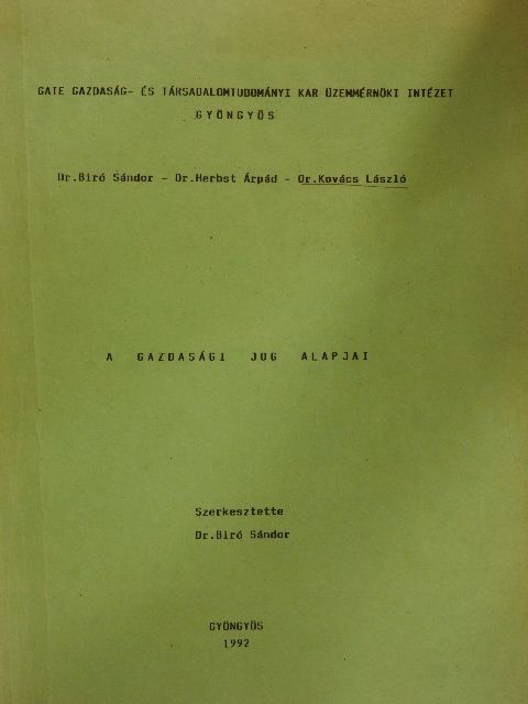 Dr. Biró Sándor - A gazdasági jog alapjai [antikvár]
