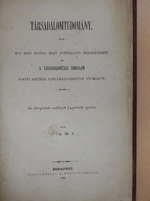 Cs. M. - Társadalomtudomány [antikvár]