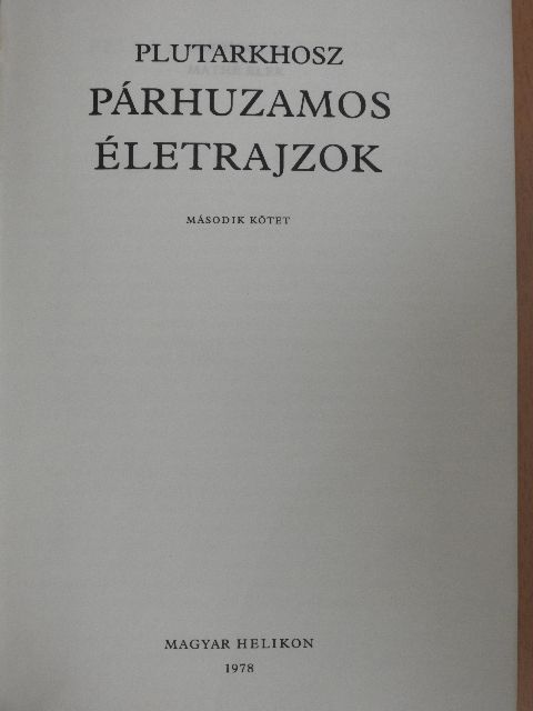 Plutarkhosz - Párhuzamos életrajzok II. [antikvár]