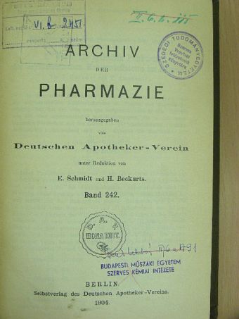 P. Farup - Archiv der Pharmazie 1904 [antikvár]