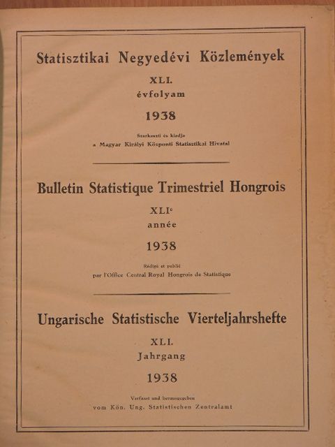 Statisztikai Negyedévi Közlemények 1938/1-4. [antikvár]